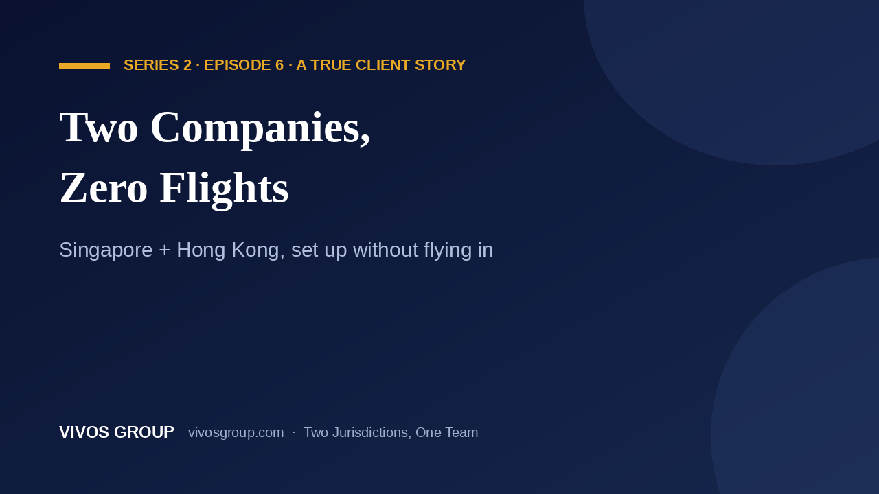 Set up a Singapore and Hong Kong company without flying in: two companies, zero flights. VIVOS true client story, Episode 6.